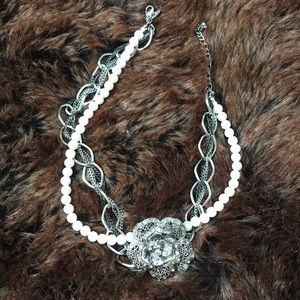 Rose and Pearl Necklace